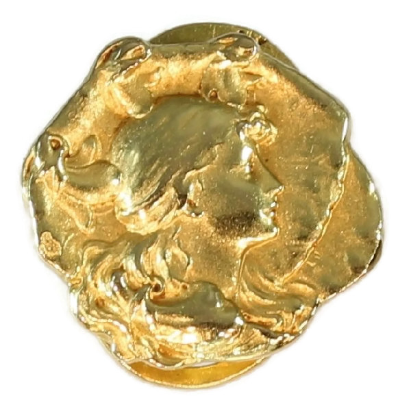Gold Art Nouveau slide or button